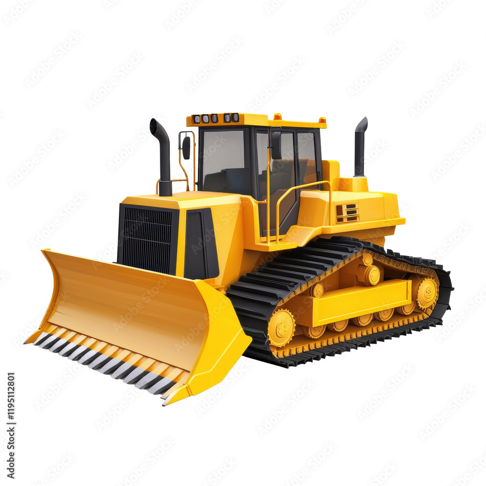 Fototapeta premium Realistic yellow bulldozer on a transparent background