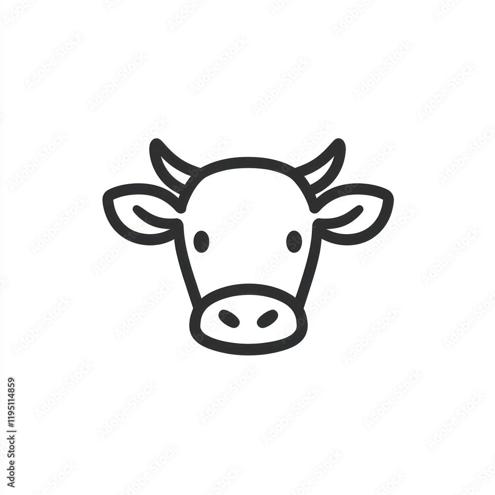 Cow head icon, farm animal, white background, agriculture illustration Cow head icon, farm animal, white background, agriculture illustration