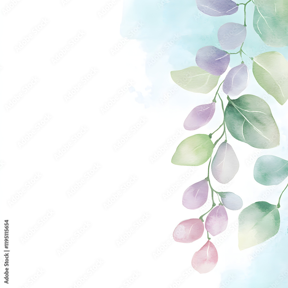 Obraz premium Frame of Glycine max soybean Leaf border, with minimal details and a simple illustration. Watercolor botanical banner for the design of invitations, cards, congratulations