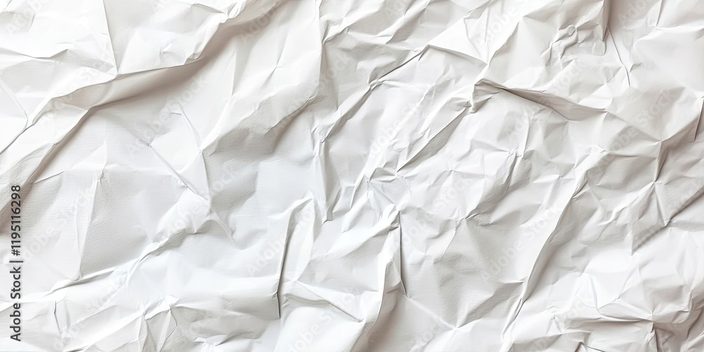 Crumpled white paper texture with varied folds in light and shadow showcasing a dynamic background ideal for creative projects Crumpled white paper texture with varied folds in light and shadow showcasing a dynamic background ideal for creative projects