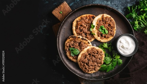  ground Lamb Flatbreads with yogurt photo