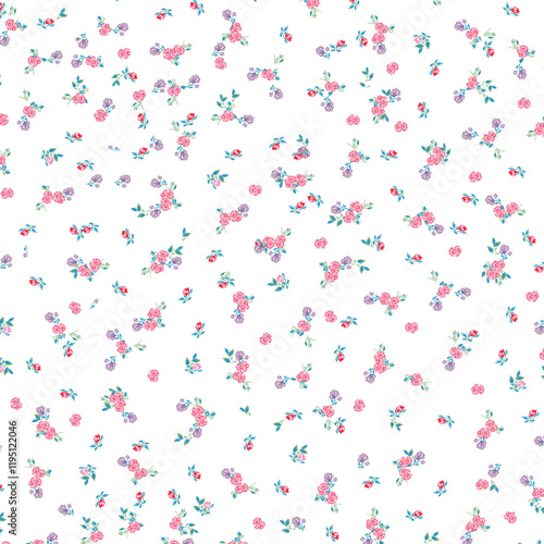 Trendy Floral pattern in the many kind of flowers. Tropical botanical Motifs scattered random. Seamless vector texture