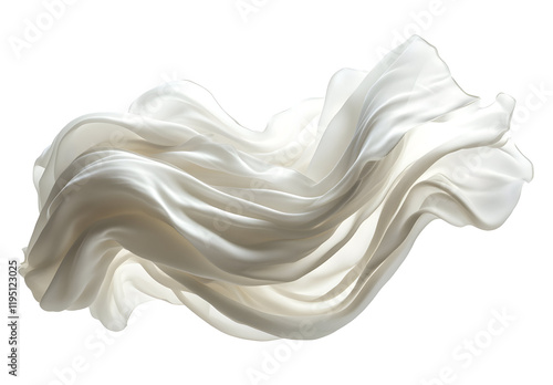 Elegant Fabric Swirls, Isolated on Transparent Background,  White Silk Drape, Flowing Texture, Smooth Waves,  Soft Material,  Whimsical Design,  Abstract Art,  Design Element,  Cle