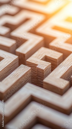 Intricate Wooden Maze Representing Logical Thinking and Problem Solving Skills