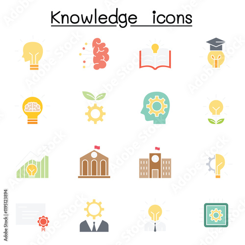 Knowledge icons set in thin line style