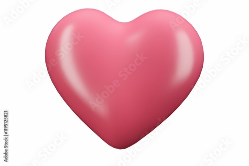 Glossy pink heart isolated on white background