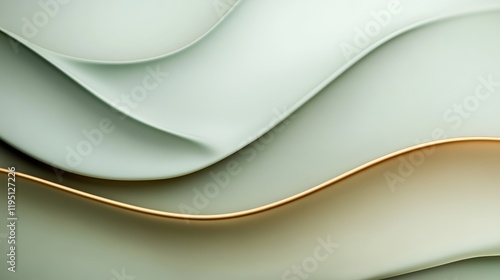 Abstract image featuring flowing, sage green and gold lines. The interplay of light and shadow creates a luxurious, minimalist feel.