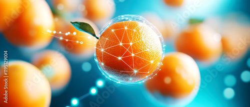 Healthy food action exploring the nutritional benefits of oranges in a vibrant digital environment