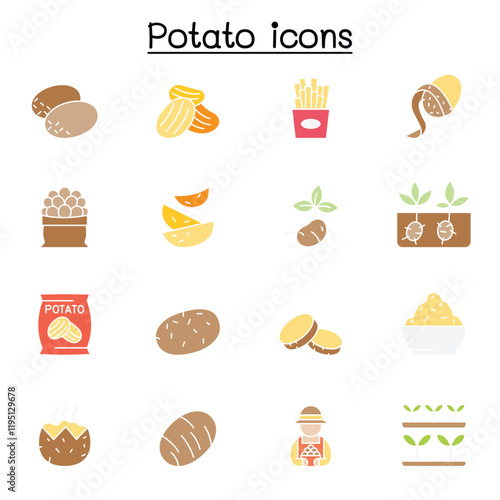 potato icon set in thin line style