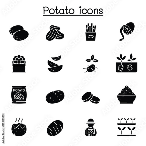 potato icon set in thin line style
