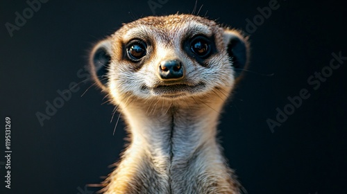 Meerkat standing upright with a curious expression. photo