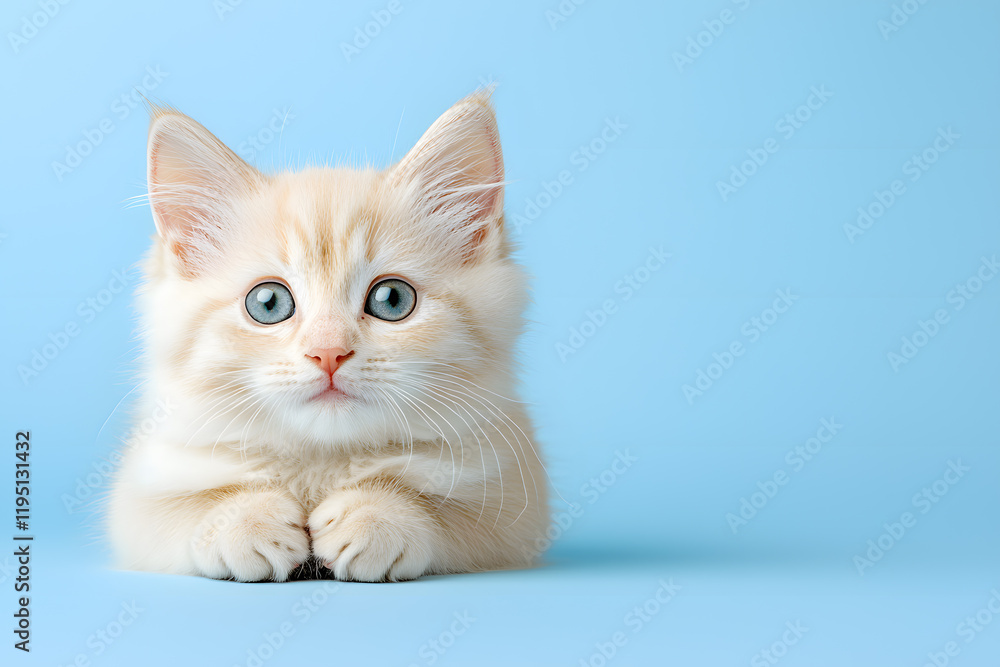 Fototapeta premium Cute fluffy white kitten isolated on background