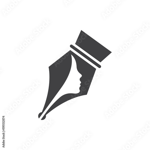 pen nib that cleverly incorporates the profile of a person's face