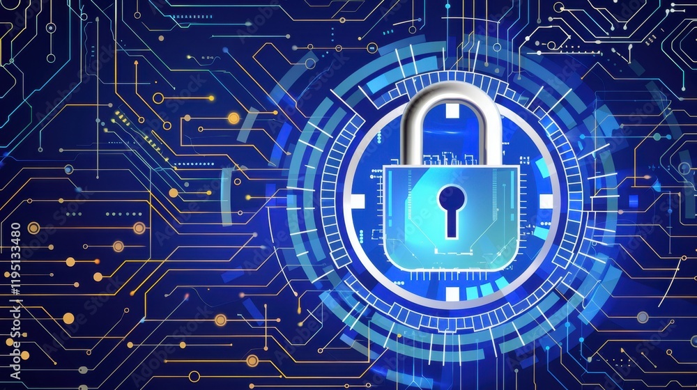 Digital lock symbolizing cybersecurity and data protection Digital lock symbolizing cybersecurity and data protection