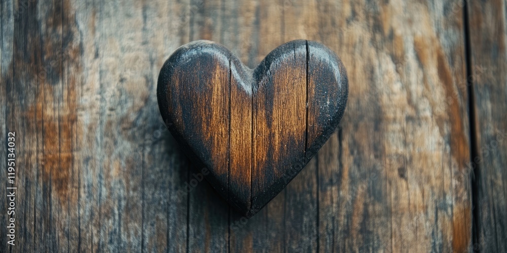 Rustic wooden heart on aged wood surface with dark vintage tones highlighting its carved details and natural grain patterns. Rustic wooden heart on aged wood surface with dark vintage tones highlighting its carved details and natural grain patterns.