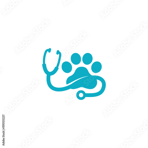 paw print intertwined with a stethoscope