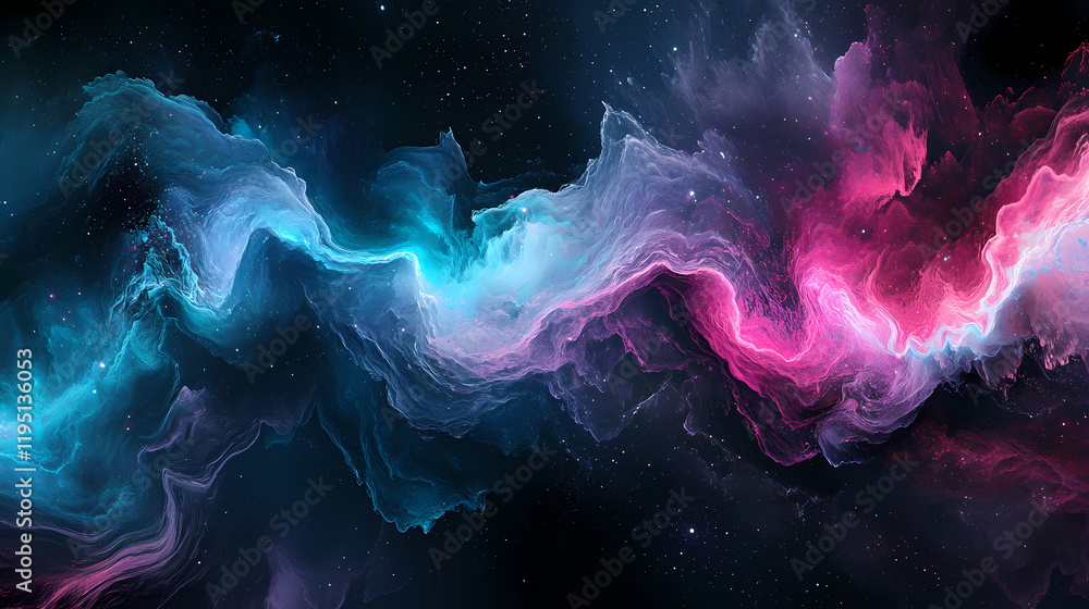 Fototapeta premium Black hole, science fiction wallpaper. beauty of deep space. colorful graphics for background, like water waves, clouds, night sky, universe. Starbright. Illustration