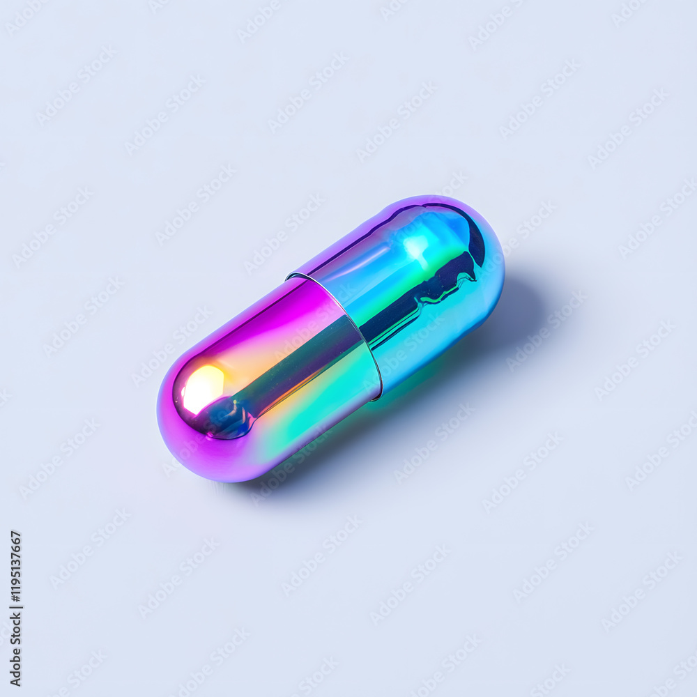Iridescent pill capsule, isolated on white background Iridescent pill capsule, isolated on white background