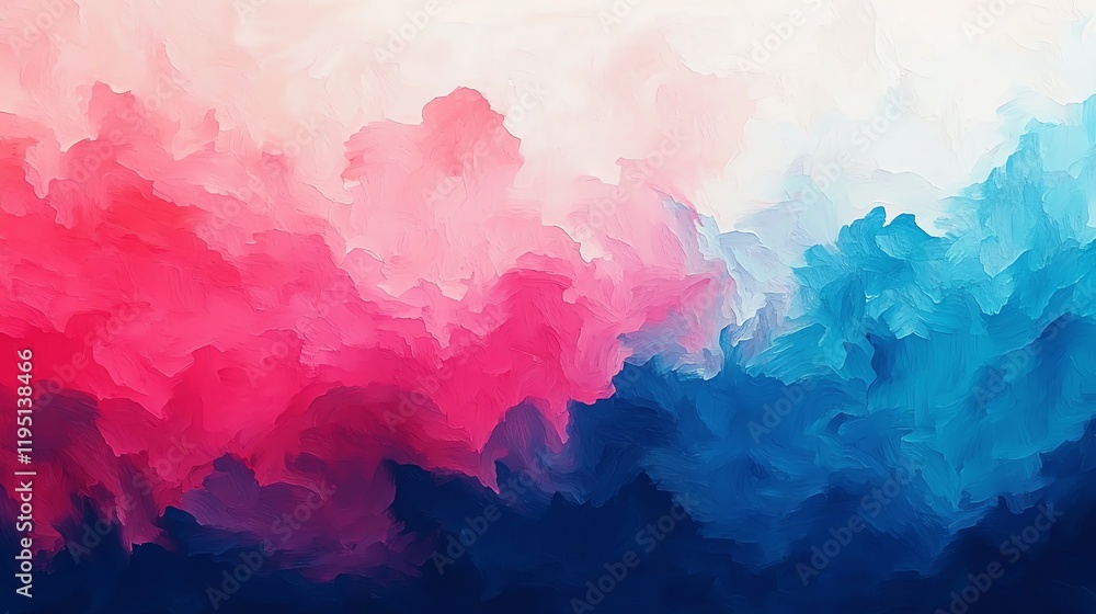 A vibrant abstract painting featuring a blend of pink, purple, and blue hues, creating a dreamy, cloud-like effect. A vibrant abstract painting featuring a blend of pink, purple, and blue hues, creating a dreamy, cloud-like effect.