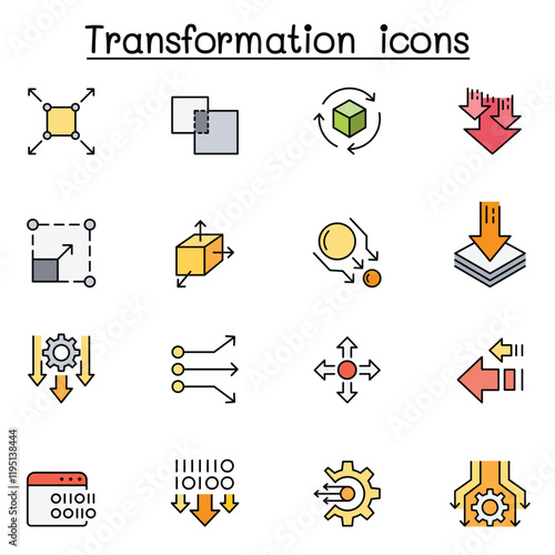 transform, edit, change, scale, update icon set in thin line style