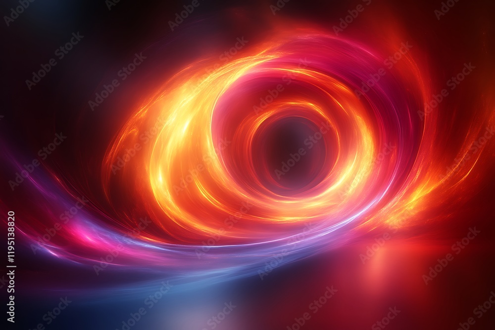 Abstract swirling fiery vortex with red, orange, and blue light. Abstract swirling fiery vortex with red, orange, and blue light.
