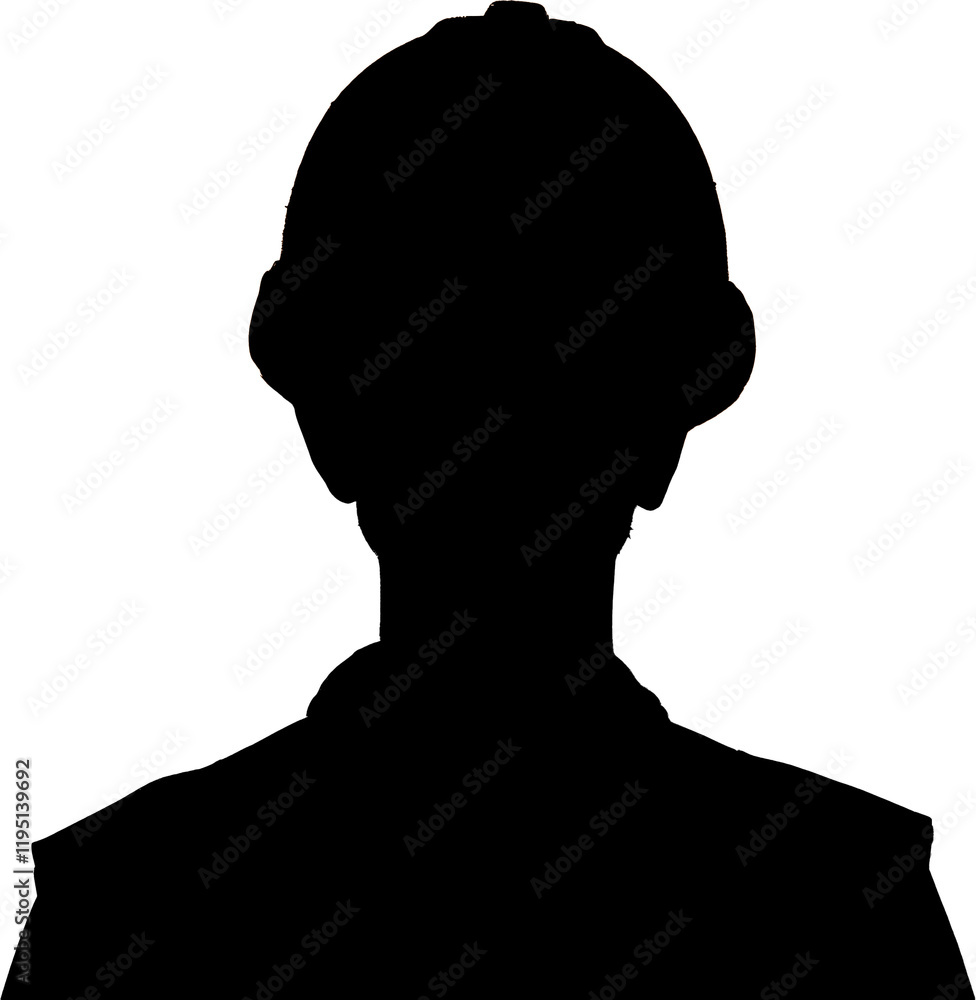 construction worker with safety helmet silhouette. transparent background black and white vector illustration. construction worker with safety helmet silhouette. transparent background black and white vector illustration.