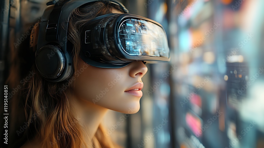 Woman experiencing virtual reality. (5) Woman experiencing virtual reality. (5)
