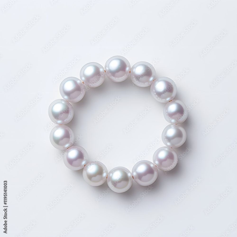 Top view natural pearl women bracelet or necklace, isolated on a white background Top view natural pearl women bracelet or necklace, isolated on a white background