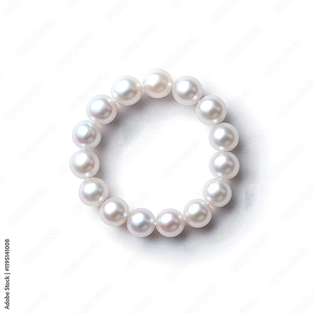 Top view natural pearl women bracelet or necklace, isolated on a white background Top view natural pearl women bracelet or necklace, isolated on a white background