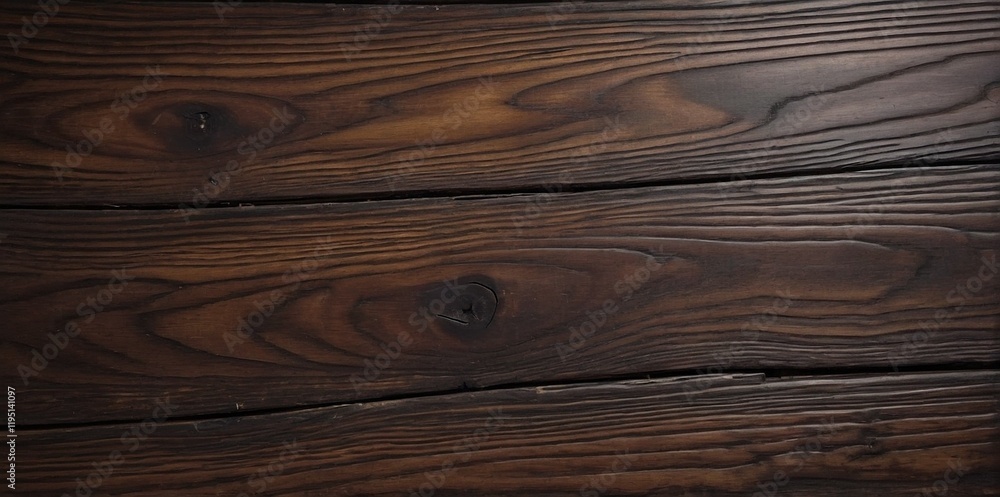 Naklejka premium Rustic dark wood texture background with natural grain patterns. Elegant dark wooden surface. High quality dark timber plank texture. Perfect for natural or organic themes