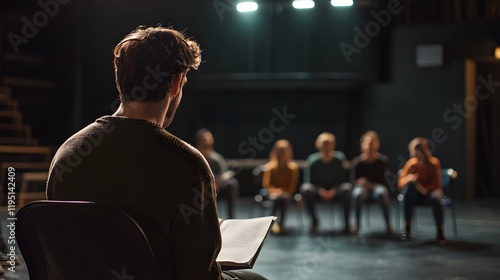 Director Reads Script To Actors During Rehearsal