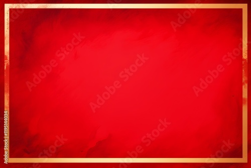 Golden Asian frame on red background. Simple  ornate border. Chinese New Year, Spring Festival, Mid-Autumn Festival. Traditional design with copy space for greeting card, banner, poster, invitation photo