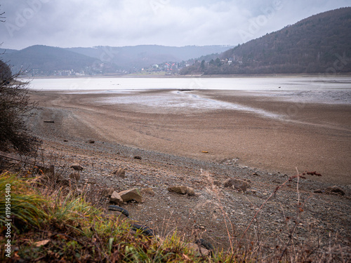 Where once there was water, there is now dry land. Images from eastern Slovakia document the extremely low level of the water reservoir Domaša. photo