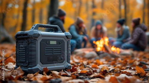 Obraz na płótnie Portable power station compact eco-friendly generator for camping hiking and emergency preparedness w salonie