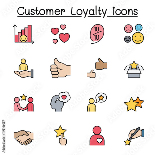 Set of Customer loyalty line icons. contains such icons as review, comment, feedback, customer relationship managment, satisfaction and more