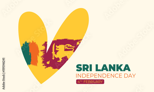 Sri Lanka national brush flag in heart shape. Sri Lanka Independence Day February 4th. Vector illustration