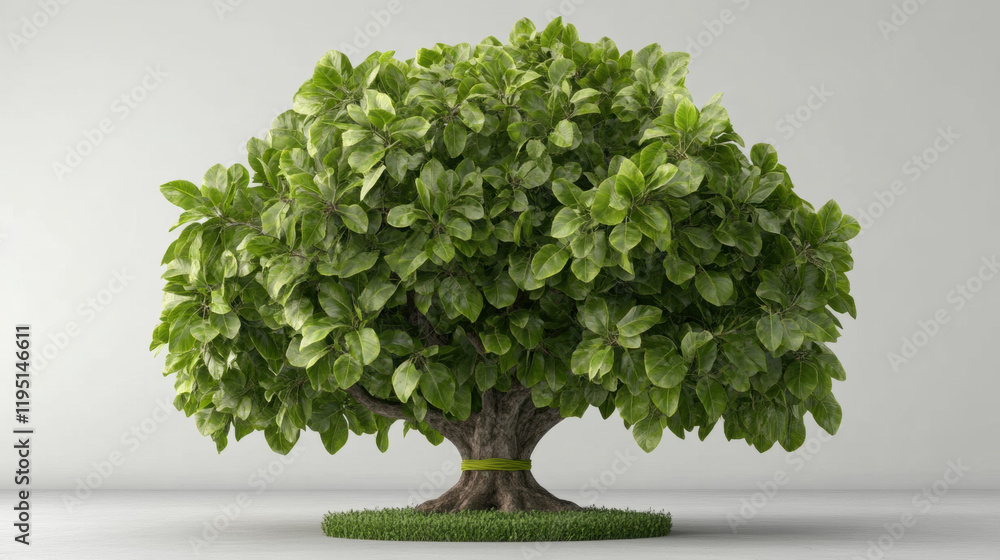 Fototapeta premium A high-fidelity 3D illustration of a Banyan tree, showcasing its sacred nature and intricate details, perfect for artistic and commercial use.