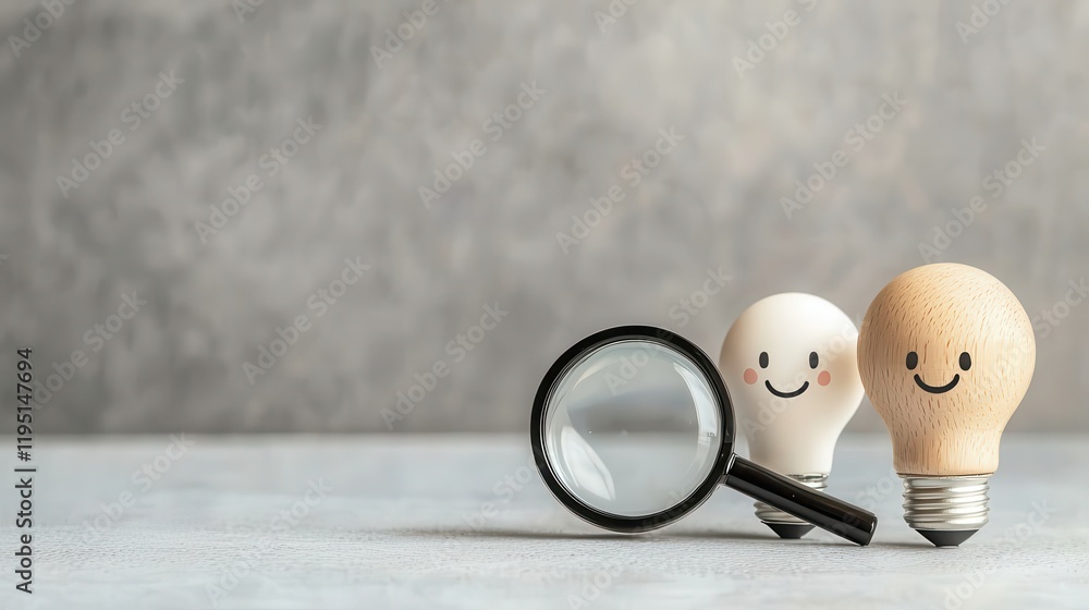 custom made wallpaper toronto digitalCharming toddler drawing of a smiling light bulb and magnifying glass, using basic shapes, symbolizing fun brainstorming creativity