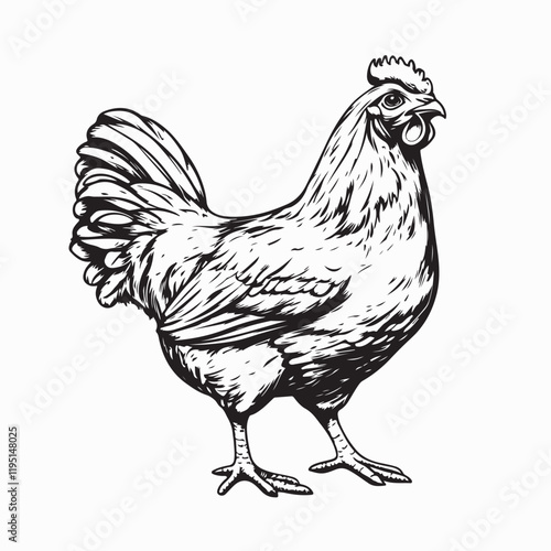 Chicken Drawing Images vector. Illustration of a Chicken  Images isolated on white background.