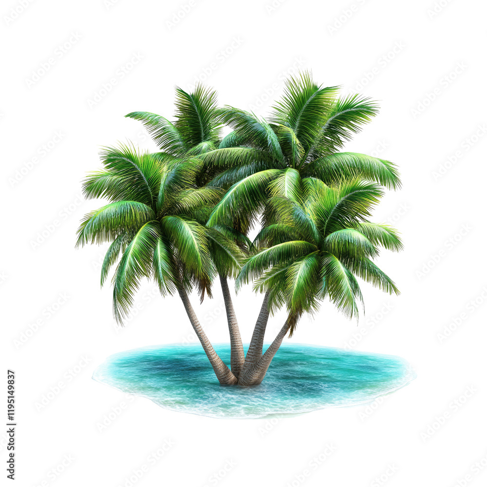 Lush Tropical Palm Trees on a Secluded Island Oasis Lush Tropical Palm Trees on a Secluded Island Oasis