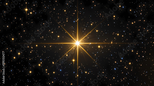 A calm starry night background. rendered five-points stars. Starbright. Illustration photo