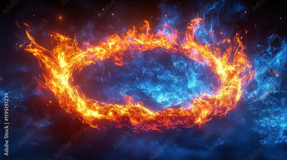 Dynamic brilliance Blue fire comet creates a ring of fire Dynamic brilliance Blue fire comet creates a ring of fire