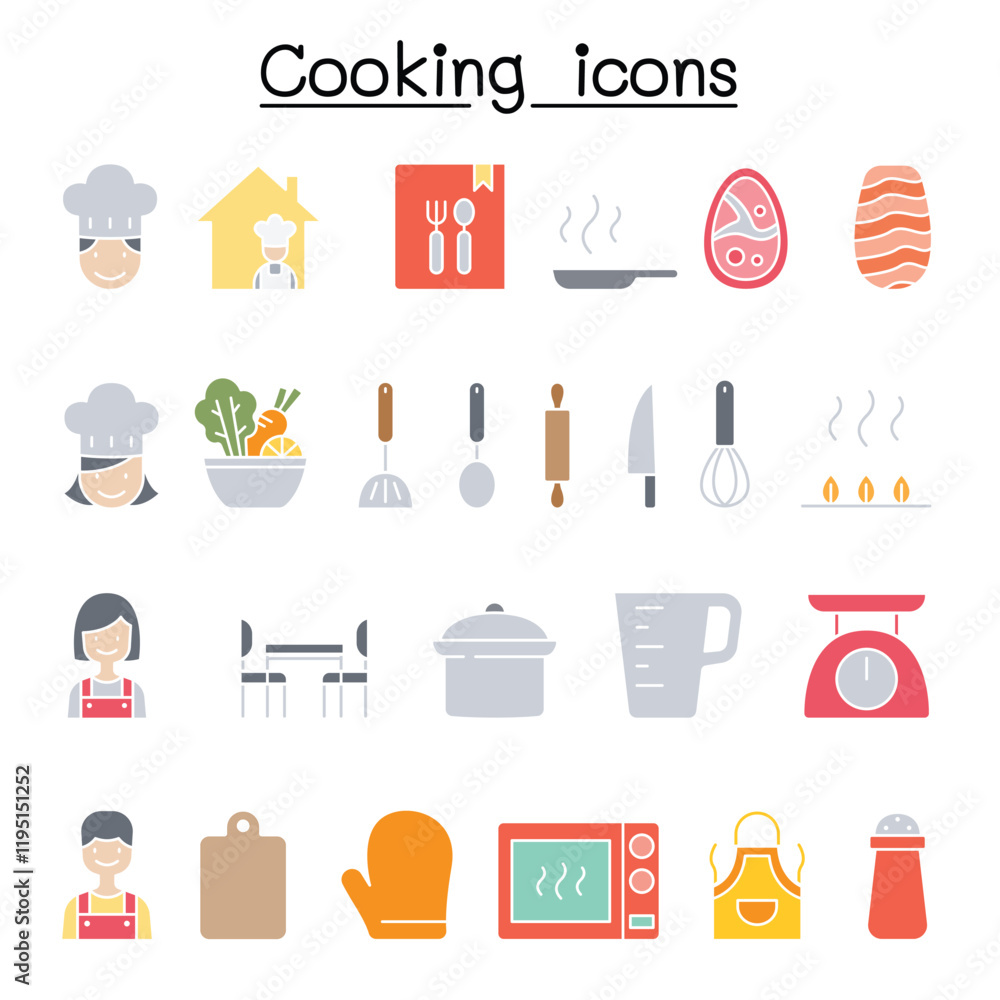 Cooking icon set in thin line style Cooking icon set in thin line style