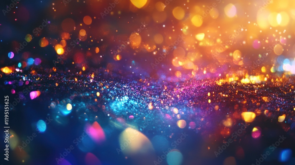 Vibrant glittering bokeh background with colorful sparkles and lights. Vibrant glittering bokeh background with colorful sparkles and lights.