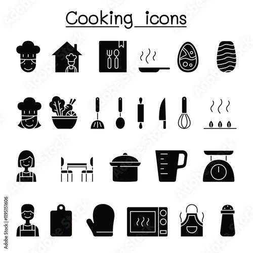 Cooking icon set in thin line style