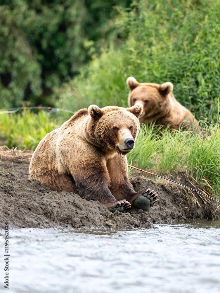 Obraz premium Grizzly Bears by the River