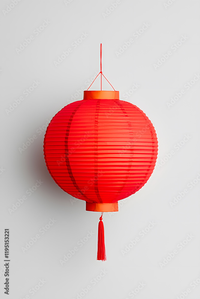 Obraz premium Red paper decorative lantern, isolated on white background. Asian, Chinese style