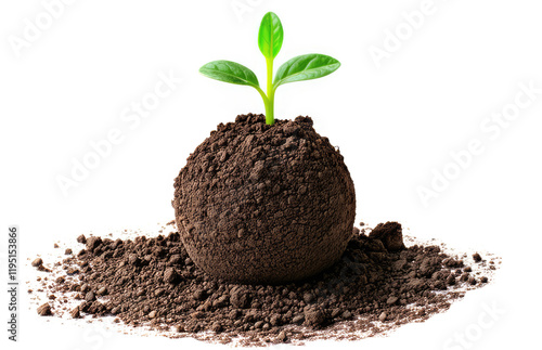 growing from seeds , seed ball. earth ball. nendo dango. isolated on white