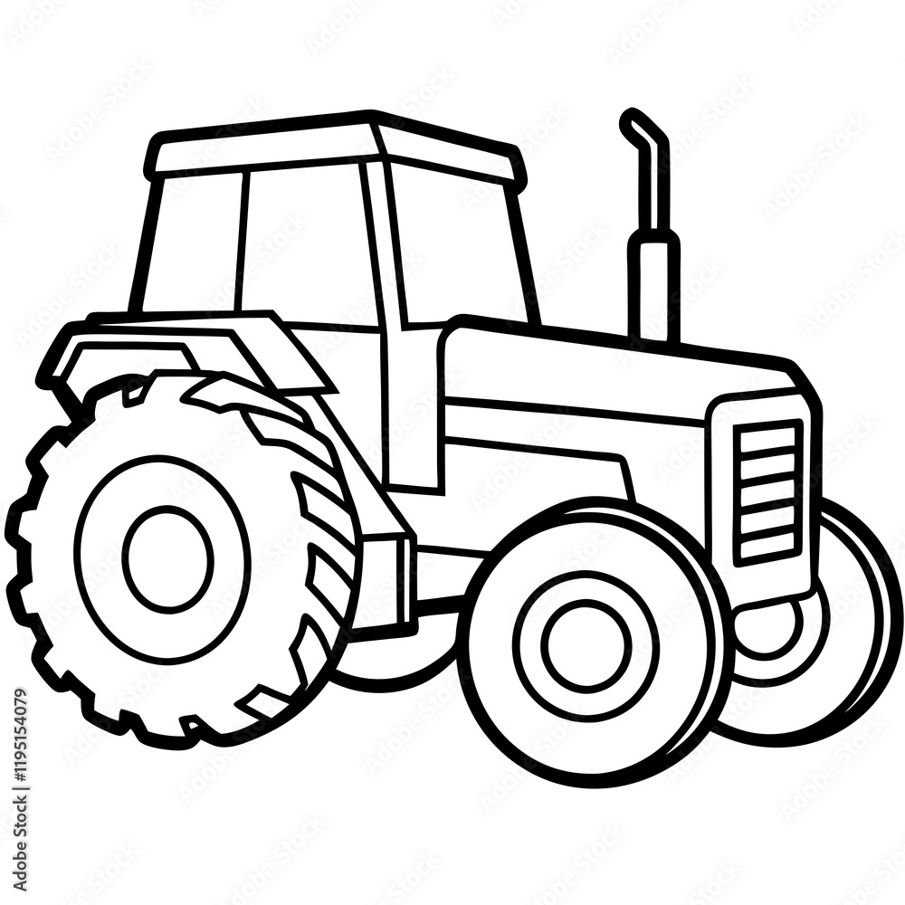 Obraz premium Classic Farm Tractor Line Drawing