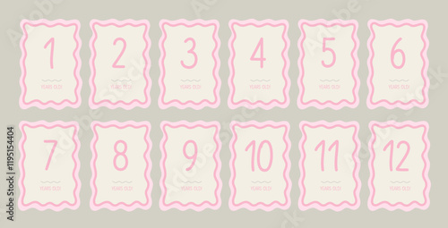 Baby Milestone Cards with numbers in pastel colors. Baby's first 12 numbers. Babys first year baby boy or girl shower gifts.